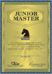 Junior Master Certificate sample