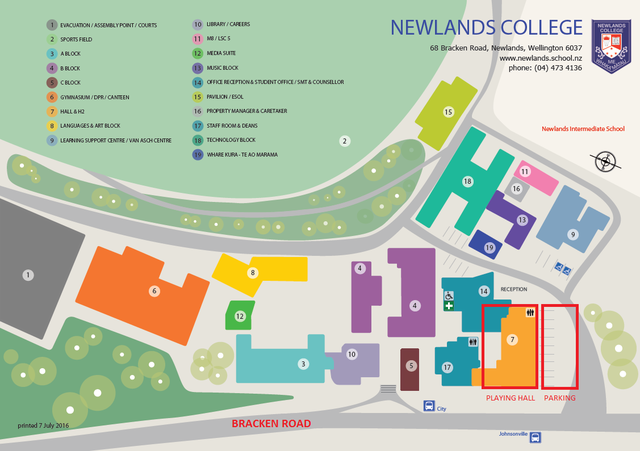 Newlands College playing hall and parking