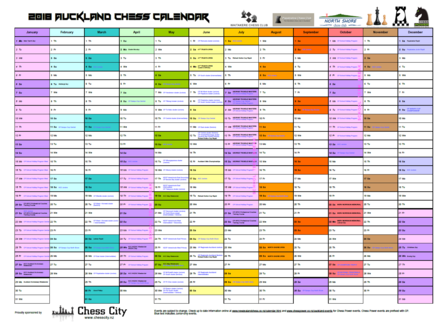 2018 Auckland Chess Desk Calendar