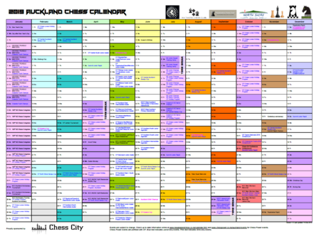 2018 Auckland Chess Desk Calendar