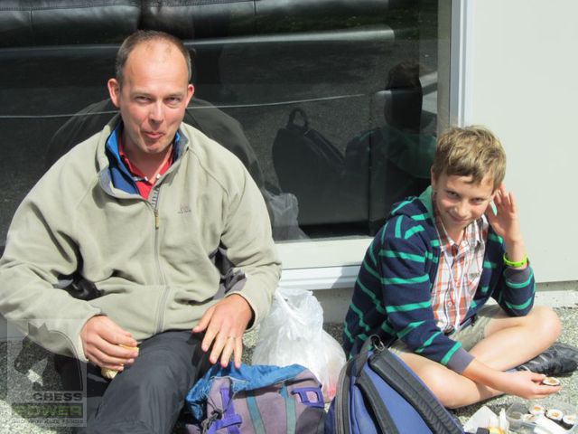 Iain Sweatman enjoying lunch with his Dad