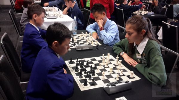 Shriya Kelderman [right] (Mt Roskill Intermediate) comes out of the opening with a space advantage
