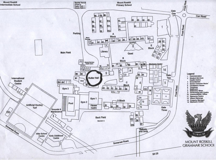Mt. Roskill Grammar Butler Hall location